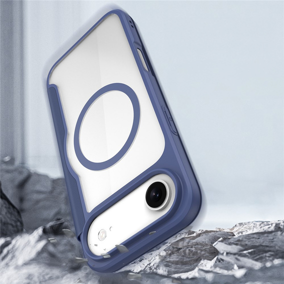 Dux Ducis case for iPhone Air, Skin X Pro, with flap, for MagSafe, navy blue