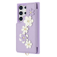 Case for Samsung Galaxy S25 Ultra, Leather Flower Card Slot, purple