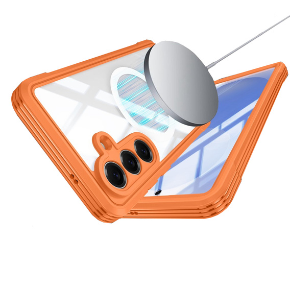 Shockproof case with glass, for MagSafe for Samsung Galaxy S26, orange