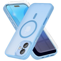 Case for iPhone 16, for MagSafe, ERBORD Matt Case, blue + Screen Glass