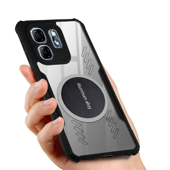Case for Infinix Hot 50i 4G, with magnetic sheet, transparent / black