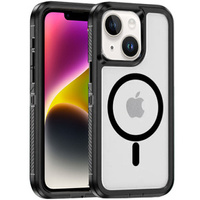 Case with frame for iPhone 13/14, for MagSafe, transparent / black