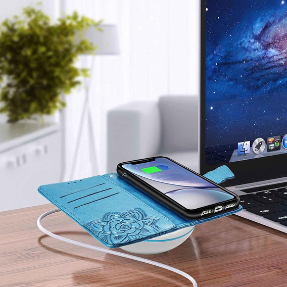 Flip case for Oppo Reno 13 Pro, Butterfly, blue