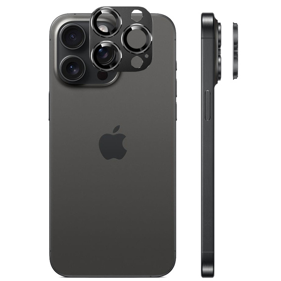 Camera glass for iPhone 16 Pro / 16 Pro Max, black metal overlay ERBORD