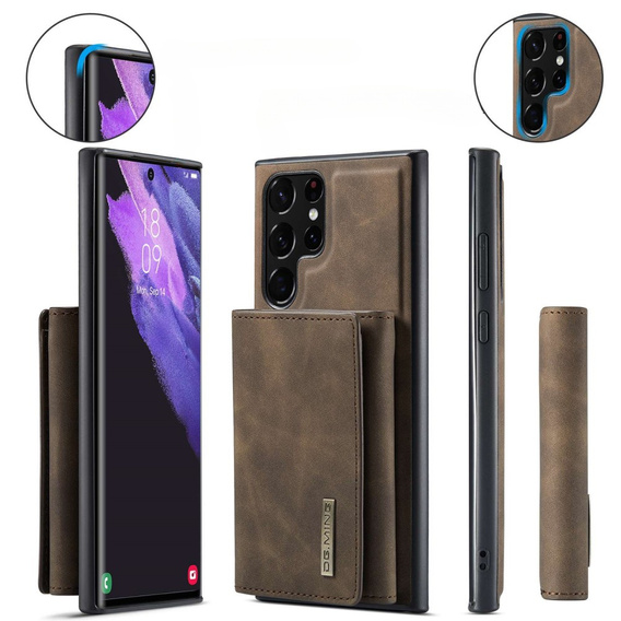 Case for Samsung Galaxy S23 Ultra, DG.MING 2in1, brown