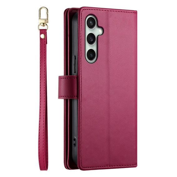 Flip case for Samsung Galaxy S24 FE, Wallet Zipper Pocket, red