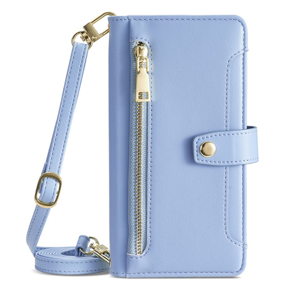 Flip case for iPhone 15, Wallet Zipper Pocket, blue