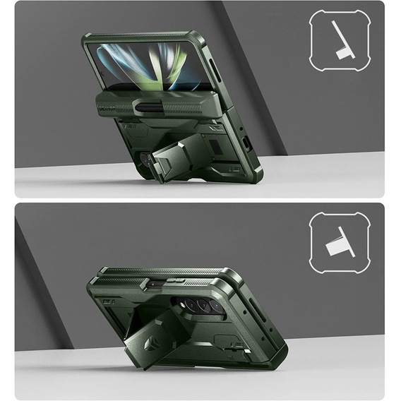 Armored case for Samsung Galaxy Z Fold 4 5G, Dexnor Full Body S-Pen Slot, green