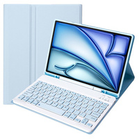 Case + keyboard Apple iPad Air 11" 6 gen. 2024, Leather Pen Slot, light blue