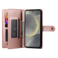 Flip case for Samsung Galaxy S25, Wallet Zipper Pocket, pink