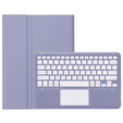 Case + keyboard Samsung Galaxy Tab S9+, Leather Pen Slot TouchPad, purple