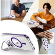 Case for iPhone 17, for MagSafe, with stand, transparent with purple inserts