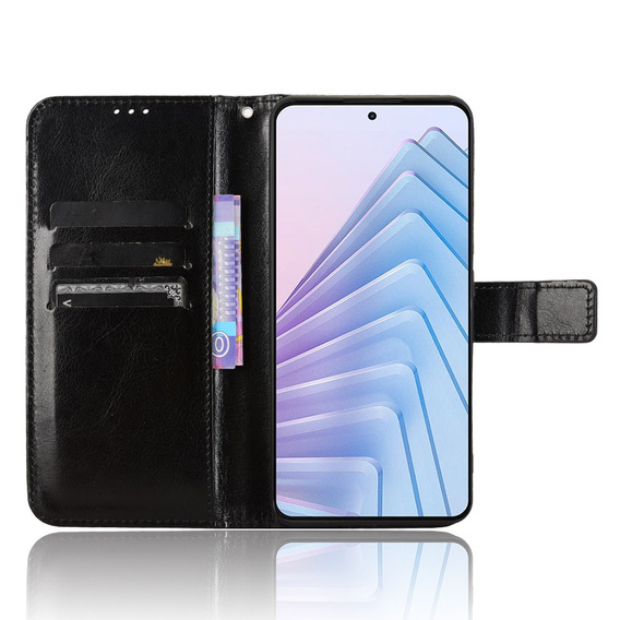 Flip case for Xiaomi Redmi Note 14 4G, Crazy Horse Wallet, black
