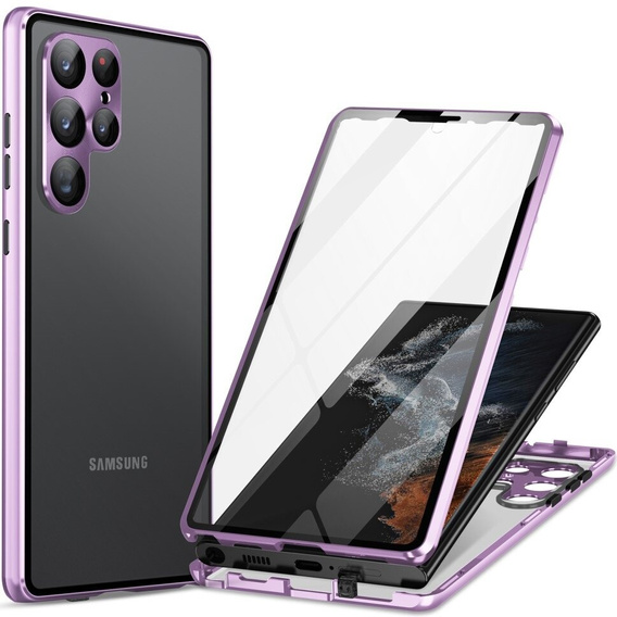Case for Samsung Galaxy S24 Ultra, Magnetic Dual Glass, purple