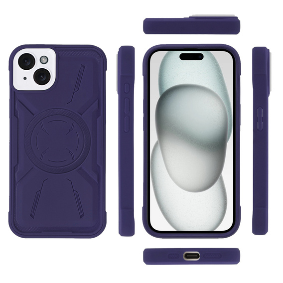 Case for iPhone 15 Plus, ERBORD Armor Mag, purple