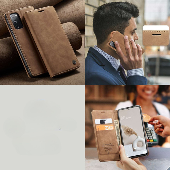 CASEME case for Samsung Galaxy S20 FE, Leather Wallet Case, brown