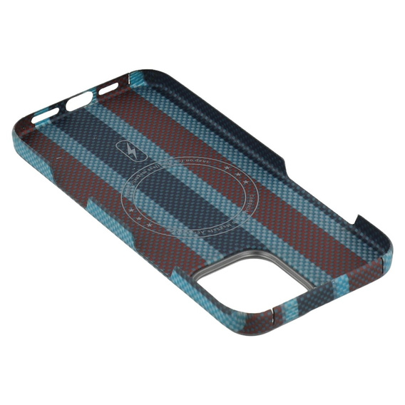 Case for IPhone 16 Pro, Aramid Fiber Slim Case, for MagSafe, blue / red