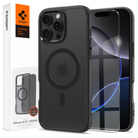 Spigen MagSafe Case for iPhone 16 Pro Max, Ultra Hybrid, transparent / black + 9H Tempered Glass