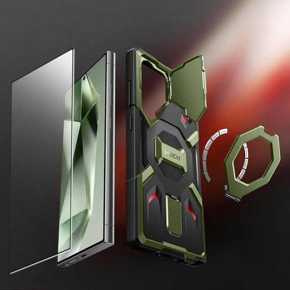 Case for Samsung Galaxy S25 Ultra Tongate MECH MagSafe Series - green + 9H Tempered Glass