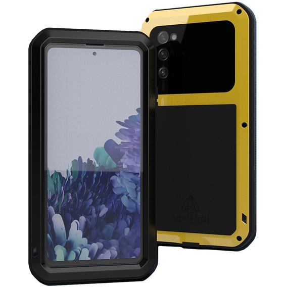 Love Mei Case for Samsung Galaxy S20 FE 4G/5G, armored with glass, yellow