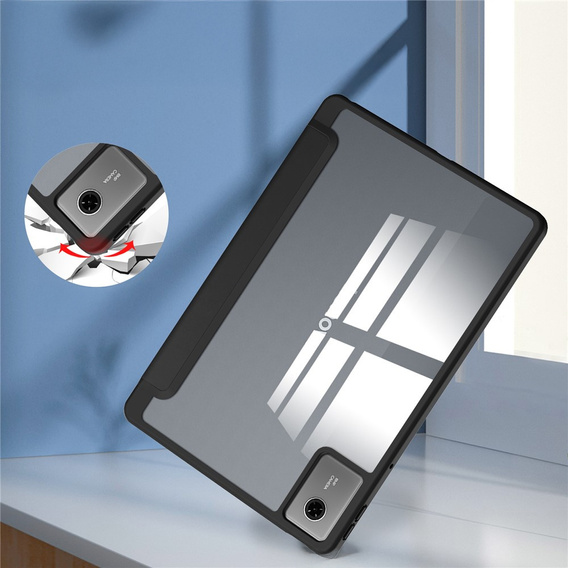 Case for Lenovo Idea Tab 11" 2025 TB336FU TB336ZU, with transparent back and stylus holder, black