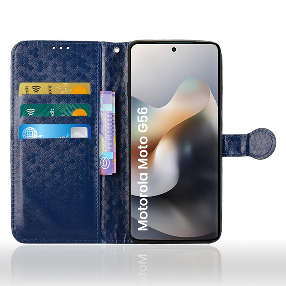 Flip case for Motorola Moto G56 5G, Wallet Rhombus, blue