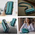 Case CASEME for Samsung Galaxy Z Fold6 5G, RFID Leather Wallet, with shoulder strap, green