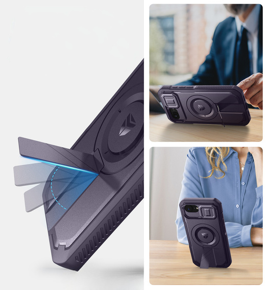 Armored case for iPhone 16e, Dexnor CamProtect MagSafe, purple