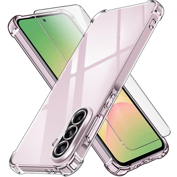 Case for Samsung Galaxy A56, Erbord Dropproof, transparent + Glass