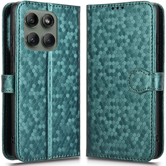 Flip case for Motorola Edge 60 Pro, Wallet Rhombus, green