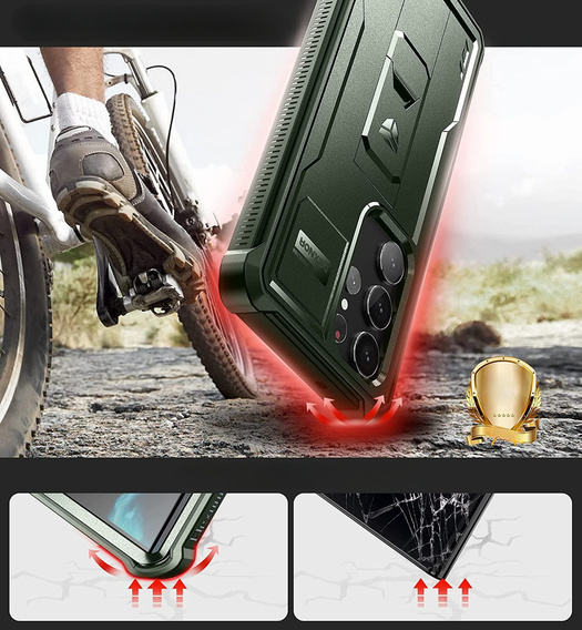 Armored case for Samsung Galaxy S23 Ultra, Dexnor Full Body (Two Frames), green
