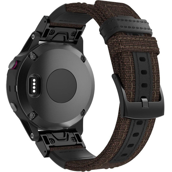 Canvas+Leather strap for Garmin Fenix 5/6/6 Pro / 7 / Forerunner 935/945 - Brown
