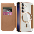 Flip case for Samsung Galaxy S24, RFID Wallet MagSafe CamShield, brown