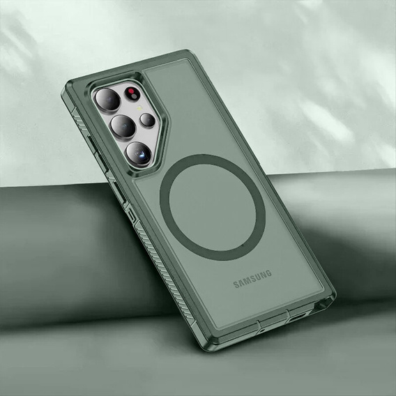 Case with frame for Samsung Galaxy S22 Ultra, for MagSafe, green