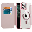 Flip case for iPhone 11 Pro Max, RFID Wallet MagSafe CamShield, pink