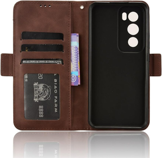 Flip case for Oppo Reno 12 Pro, Card Slot, brown