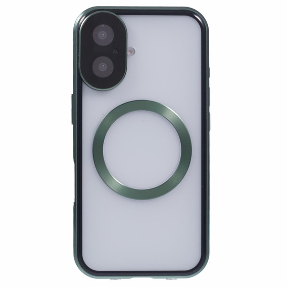 Magnetic Dual Glass MagSafe case for iPhone 16, green