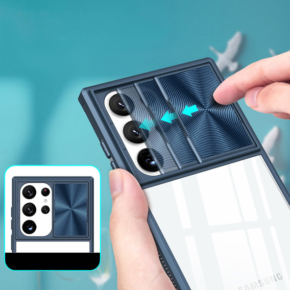 Case for Samsung Galaxy S22 Ultra, Slide Camera, blue