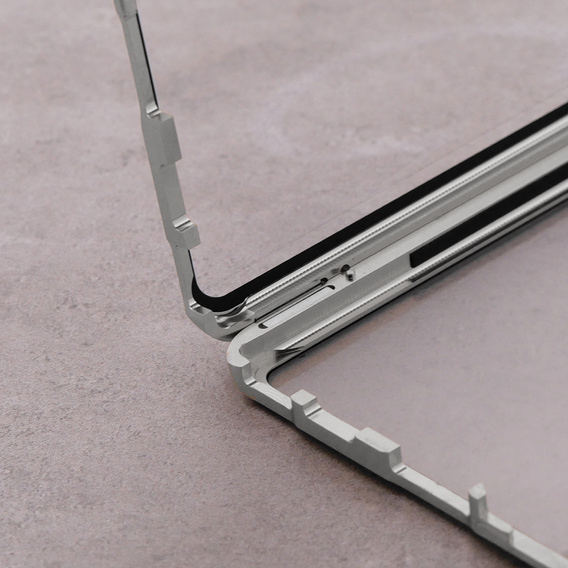 Magnetic Dual Glass MagSafe case for Samsung Galaxy S23 Ultra, silver