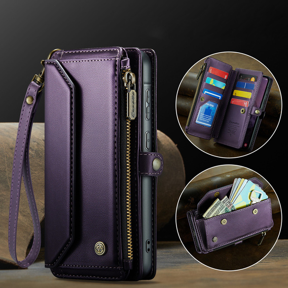 Flap case for Samsung Galaxy A17 5G, wallet with lock and straps - purple