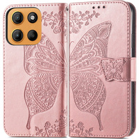 Flip case for Motorola Moto G15 / Motorola Moto G15 Power, Butterfly, pink rose gold
