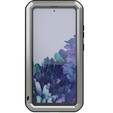 Love Mei Case for Samsung Galaxy S20 FE 4G/5G, armored with glass, silver