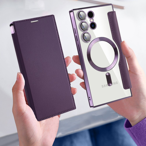 Flip case for Samsung Galaxy S24 Ultra, RFID Wallet MagSafe CamShield, purple