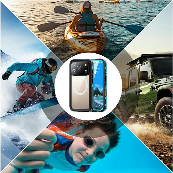 Case for iPhone 17 Pro, Waterproof IP68, SHELLBOX MagSafe, blue
