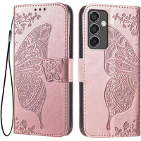 Flip case for Samsung Galaxy S24 FE, Butterfly, pink rose gold