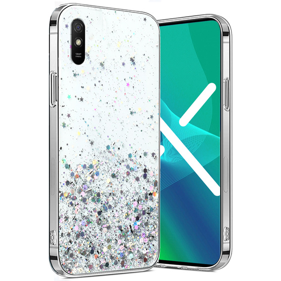 Case for Xiaomi Redmi 9A, Glittery, transparent