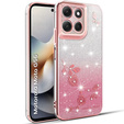 Case for Motorola Moto G56 5G, Glitter Flower, pink rose gold