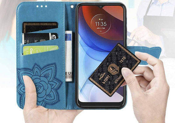 Flip case for Motorola Edge 50 Fusion 5G, Butterfly, blue