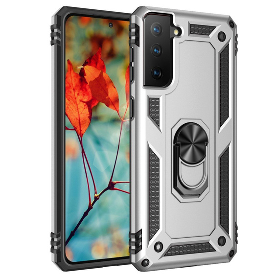 Armor Case for Samsung Galaxy S21, Nox Case Ring, silver