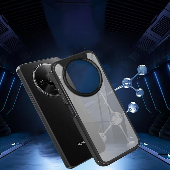 Case for Xiaomi Redmi A3, Fusion Hybrid, with camera protection, transparent / black